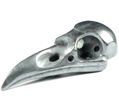2.3" Hematite Carved Crystal Raven Skull Pendant, Crystal Healing