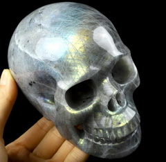 Huge 5.0" Labradorite Carved Crystal Skull, Realistic, Crystal Healing