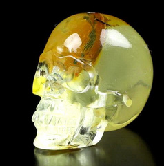 Gemstone 1.0" Baltic Amber Carved Crystal Skull, Realistic, Crystal Healing