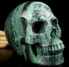 Lifesized 6.9" Ruby Zoisite Carved Crystal Skull, Realistic, Crystal Healing