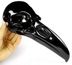 Giant 9.4" Black Obsidian Carved Crystal Raven Skull, Crystal Healing