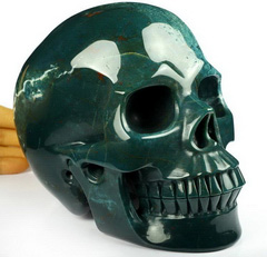 Lifesized 6.9" Bloodstone Carved Crystal Skull, Realistic, Crystal Healing