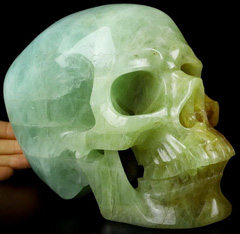 Gemstone Lifesized 7.1" Aquamarine Carved Crystal Skull,Super Realistic, Crystal Healing