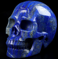 Gemstone Huge 5.0" Lapis Lazuli Carved Crystal Skull, Realistic, Crystal Healing