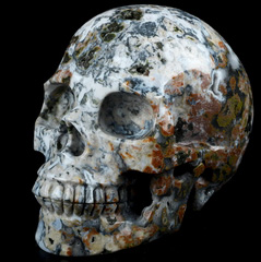 Huge 5.0" Blue Ocean Agate Carved Crystal Skull, Realistic, Crystal Healing