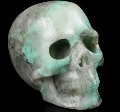 Gemstone 2.9" Emerald Carved Crystal Skull, Realistic, Crystal Healing