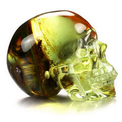 Gemstone 1.3" Baltic Amber Carved Crystal Skull, Realistic, Crystal Healing