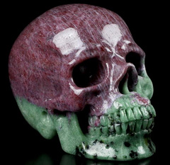 Gemstone 2.9" Ruby Zoisite Carved Crystal Skull,Super Realistic, Crystal Healing