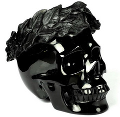Giant 6.0" Black Obsidian Carved Crystal Skull, Crystal Healing