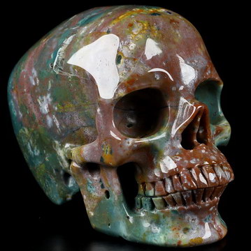 5.0" Bloodstone Hand Carved Crystal Skull, Super Realistic, Crystal Healing