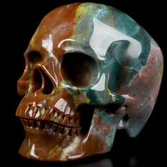 Huge 5.1" Bloodstone Carved Crystal Skull,Super Realistic, Crystal Healing