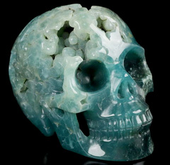 NEW Gemstone 4.0" Green Grape Agate Carved Crystal Skull, Realistic, Crystal Healing