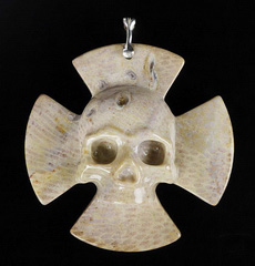 2.3" Coral Fossil Carved Crystal Skull Pendant, Crystal Healing