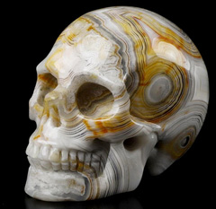 1.8" Red Crazy Lace Agate Carved Crystal Skull, Realistic, Crystal Healing