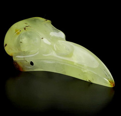 1.7" Baltic Amber Carved Crystal Raven Skull, Crystal Healing