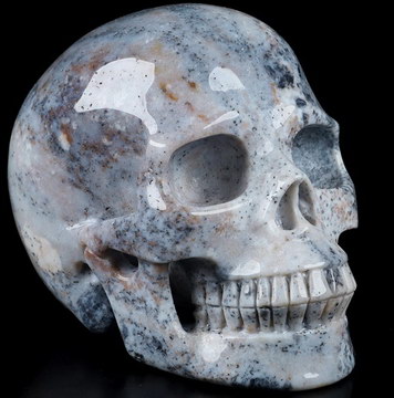 5.1" Flower Agate Carved Crystal Skull, Realistic, Crystal Healing