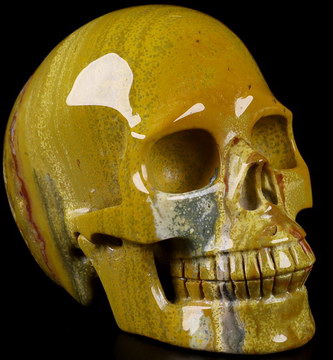 5.0" Yellow Ocean Agate Carved Crystal Skull, Realistic, Crystal Healing