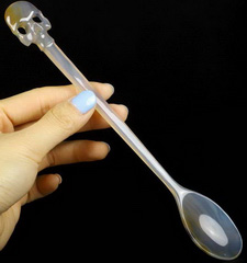 8.1" Agate Carved Crystal Skull Spoon, Crystal Healing