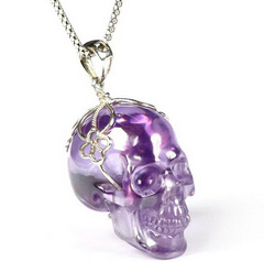 1.1" Cubic Zirconia Carved Crystal Skull pendant, Crystal Healing