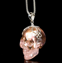 1.1" Cubic Zirconia Carved Crystal Skull Pendant, Crystal Healing