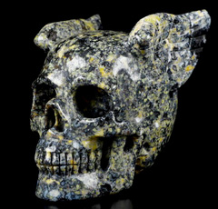 Huge 5.0" Blue Ocean Agate Carved Crystal Wing Skull, Realistic, Crystal Healing