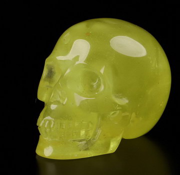 0.9" Amber Carved Crystal Skull,Realistic, Crystal Healing