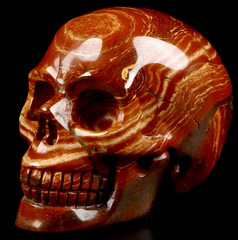 2.0" Red Snake Skin Jasper Carved Crystal Skull, Realistic, Crystal Healing