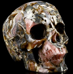 Gemstone Huge 5.0" Rhodochrosite Carved Crystal Skull,Super Realistic, Crystal Healing