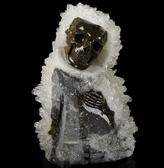 6.8" Quartz Rock Crystal Carved Crystal Skull, Crystal Healing