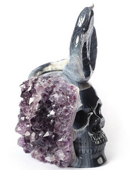 7.2" Agate Amethyst Geode Carved Crystal Skull, Crystal Healing