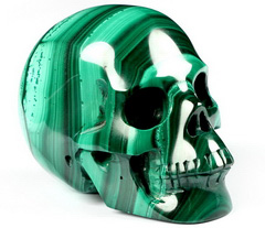 Gemstone 2.2" Malachite Carved Crystal Skull, Realistic, Crystal Healing