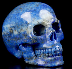 Gemstone 2.0" Lapis Lazuli Carved Crystal Skull, Realistic, Crystal Healing