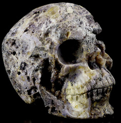 Huge 5.0" Geode fluorite Carved Crystal Skull,Super Realistic, Crystal Healing