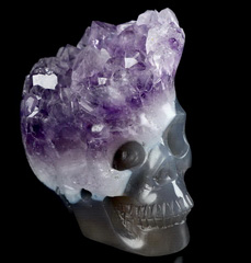 2.2" Agate Amethyst Geode Carved Crystal Skull, Realistic, Crystal Healing