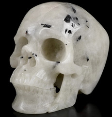 Huge 5.1" Black Tourmaline Carved Crystal Skull,Super Realistic, Crystal Healing