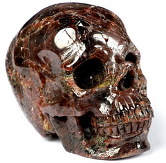 GEODE Huge 4.2" Garnet Carved Crystal Skull,Super Realistic, Crystal Healing