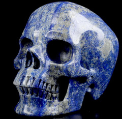 GEMSTONE Huge 5.1" Lapis Lazuli Carved Crystal Skull,Super Realistic, Crystal Healing