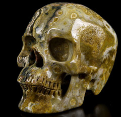 Huge 5.0" Ocean Jasper Carved Crystal Skull,Super Realistic, Crystal Healing