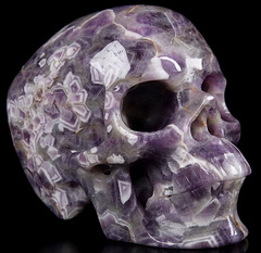 Huge 5.1" Dream Chevron Amethyst Carved Crystal Skull,Super Realistic, Crystal Healing