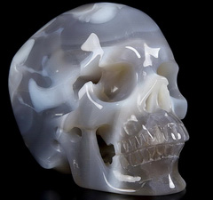 GEODE Huge 5.0" Agate Carved Crystal Skull, Realistic, Crystal Healing