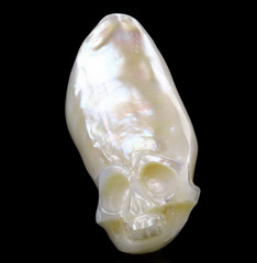 Gemstone 1.0" Pearl Carved Crystal Skull, Crystal Healing