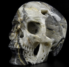 Huge 5.0" Purple white jade Carved Crystal Skull,Super Realistic, Crystal Healing