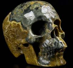 Huge 5.0" Ocean Jasper Carved Crystal Skull,Super Realistic, Crystal Healing