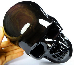 Lifesized 7.6" Rainbow Obsidian Carved Crystal Skull,Super Realistic, Crystal Healing