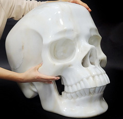 World's Heaviest Crystal Skull—484.6LB, 28.0" White Jade Carved Crystal Skull,Super Realistic, Crystal Healing