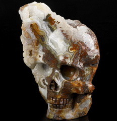 Origianl 5.5" Red Crazy Lace Agate Carved Crystal Skull, Crystal Healing