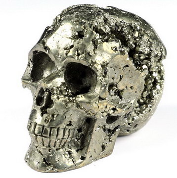 3.0" Pyrite Geode Carved Crystal Skull,Realistic, Crystal Healing