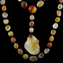 Inside Diameter (480mm) Gobi Agate Carved Crystal Skull Pendant, Crystal Healing