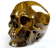 Huge 5.2" Tiger Iron Eye Carved Crystal Skull,Super Realistic, Crystal Healing