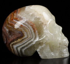 2.0" Red Crazy Lace Agate Carved Crystal Skull, Realistic